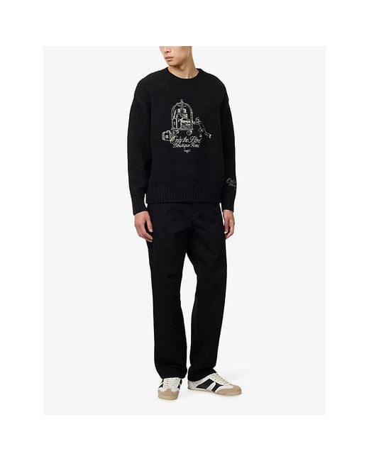 Only the Blind Black Midnight Porter Embroidered Knitted Jumper for men