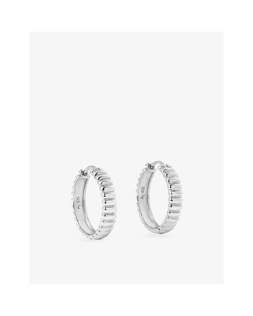 Astley Clarke White Aurora Ridge 925 Hoop Earrings