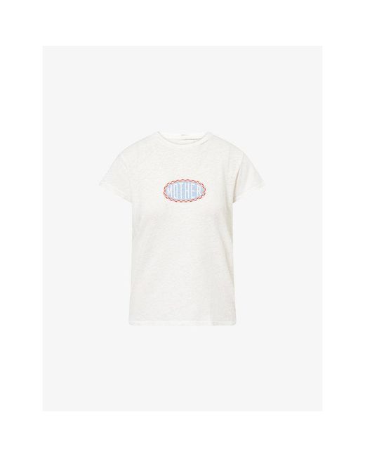 Mother White The Lil Sinful Logo Cotton-And-Linen T-Shirt