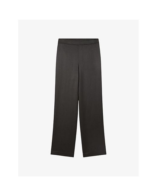 Joseph Gray Sahel Straight-Leg High-Rise Silk Trousers