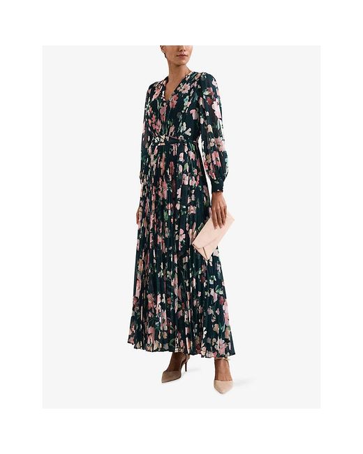 Phase Eight Black Rosa Floral-Print Woven Maxi Dress