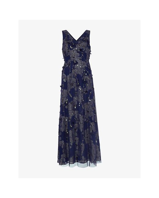 Phase Eight Blue Romita Embellished Woven Maxi Dress