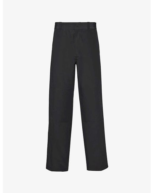 Prada Black Straight-leg Regular-fit Cotton Trousers for men