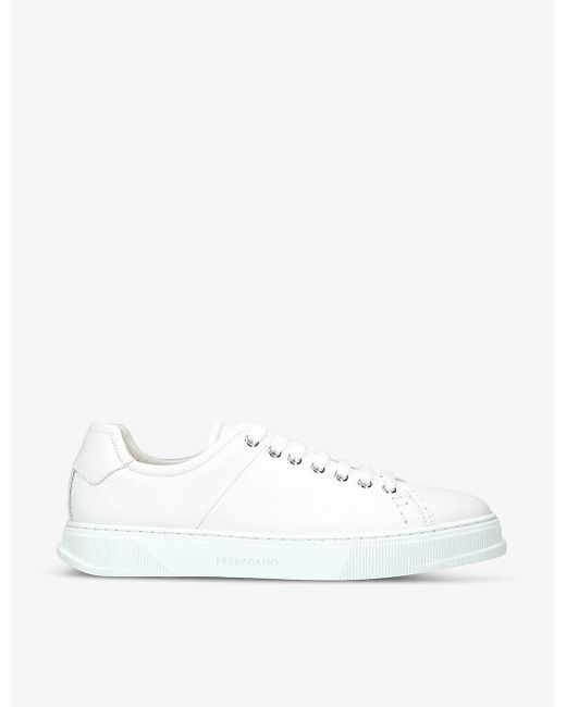 Ferragamo White Clayton Leather Low-top Trainers for men