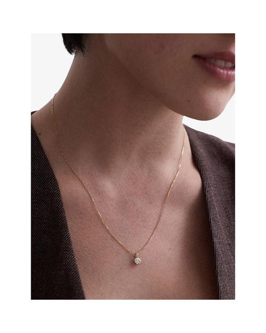 Astley Clarke Metallic Mini Cut Out Round 0.4Ct Diamond 14Ct Pendant Necklace