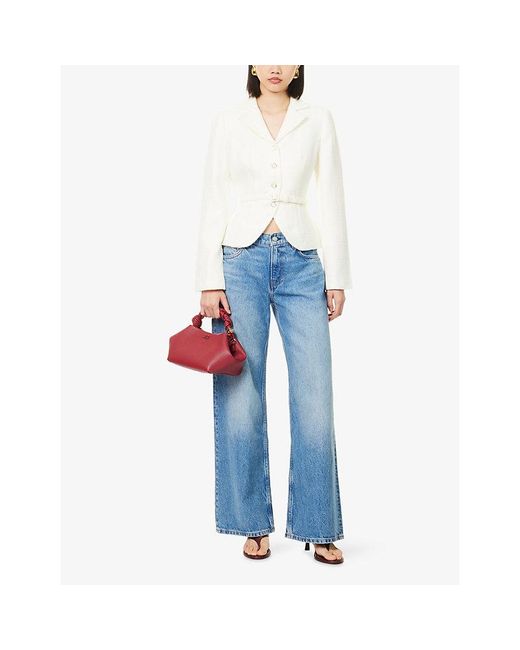 Reformation White Mabel Woven Jacket