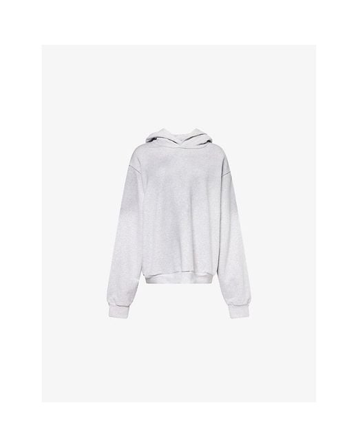 Acne White Oversized Brand-Print Cotton-Blend Hoody