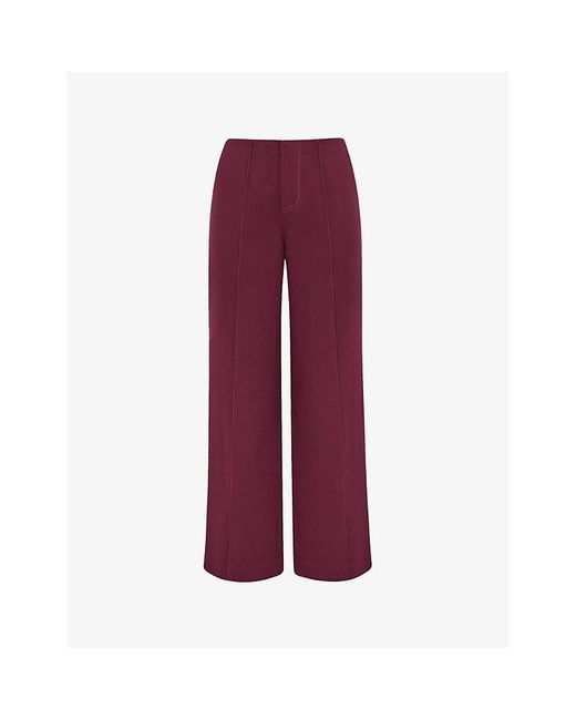 House Of Cb Purple Rivi Pinched-seam Straight-leg Cotton-blend Trousers