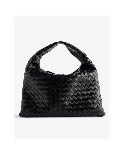 Bottega Veneta Black Intrecciato-weave Medium Leather Hobo Bag