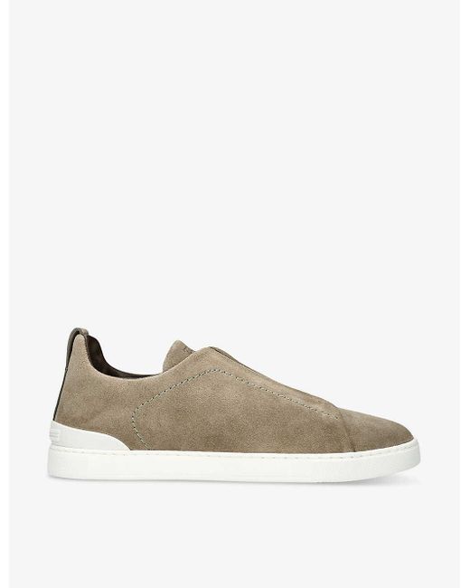 Zegna Multicolor Triple Stitch Panelled Suede Low-top Trainers for men