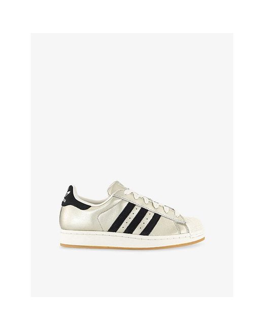 Adidas White Superstar Ii Woven Metallic Trainers