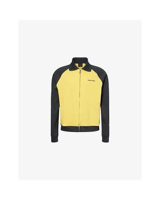 Daily Paper Yellow Colour-Block Collared Jersey Track Jacket for men