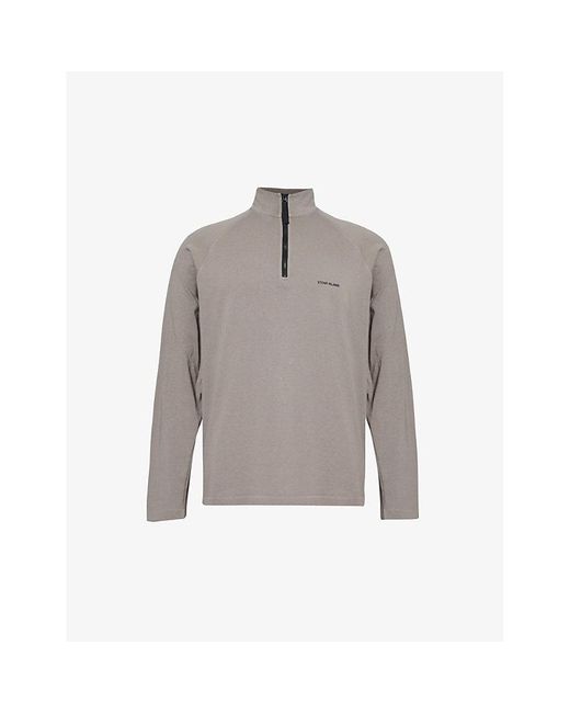 Stone Island Gray Garment-dyed Half-zip Cotton-jersey Sweatshirt for men