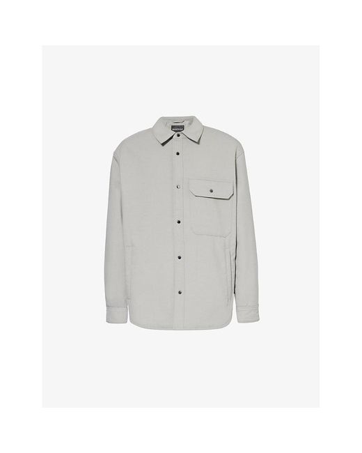 Emporio Armani Gray Regular-fit Long-sleeve Stretch-woven Overshirt for men