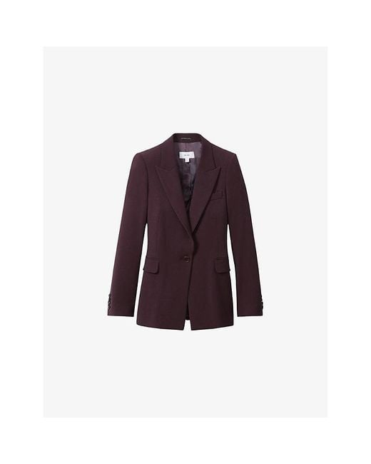 Reiss Purple Gabi Single-Breasted Stretch-Woven Blazer