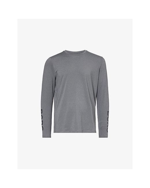 Björn Borg Brand-print Crewneck Stretch Recycled-polyester T-shirt in Gray  for Men | Lyst