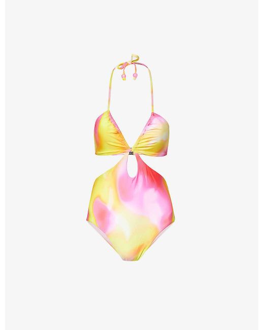 Seafolly White Gradient-design Cut-out Swimsuit