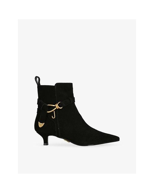Steve Madden Black Roller Suede Kitten-Heel Ankle Boots