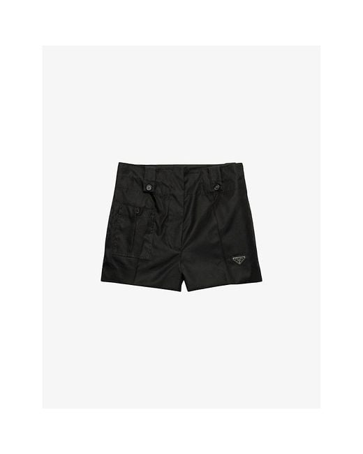 Prada Black Re-Nylon Triangle-Logo Woven Shorts