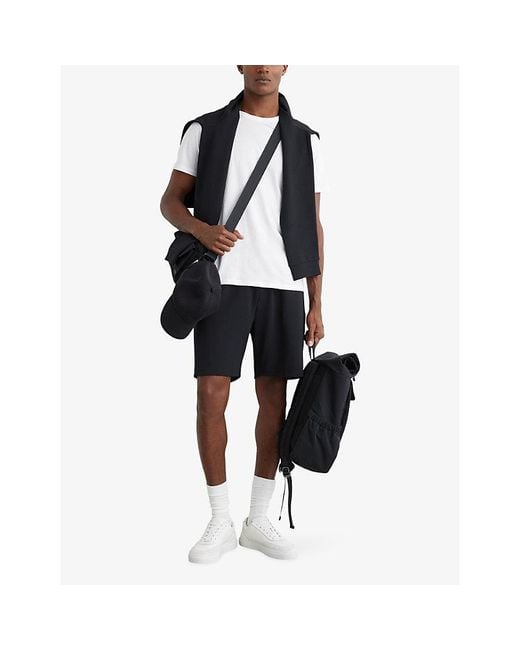 Reiss Black Tavolla Textured Stretch-Woven Shorts for men