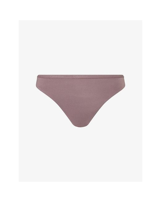 Calvin Klein Purple Perfectly Fit Stretch-Woven Thong