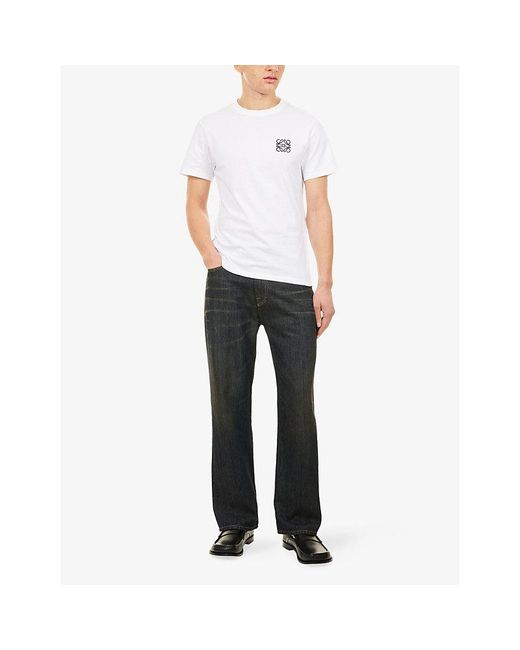 Loewe White Anagram Crewneck Cotton-Jersey T-Shirt for men