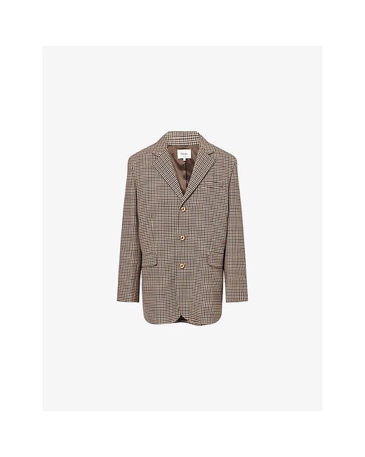 FRAME Brown The Houndstooth Stretch-Woven Blazer