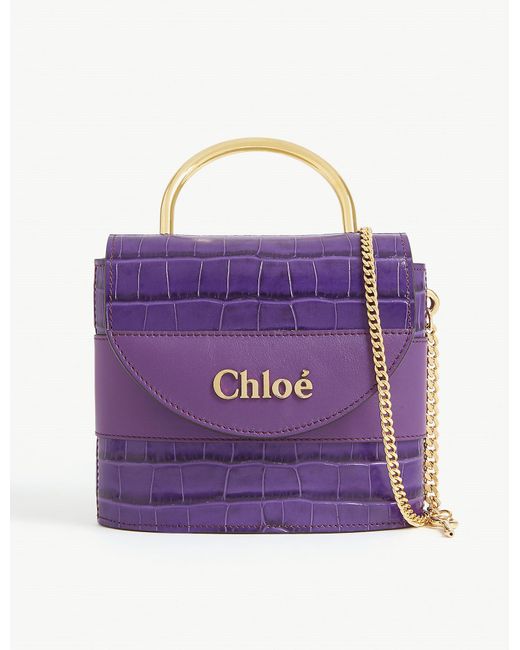 Chloé Purple Small Aby Lock Croc-embossed Leather Bag