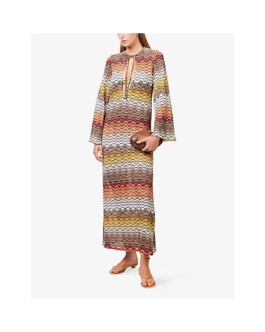Missoni Multicolor Deep V-Neck Knitted Maxi Cover Up