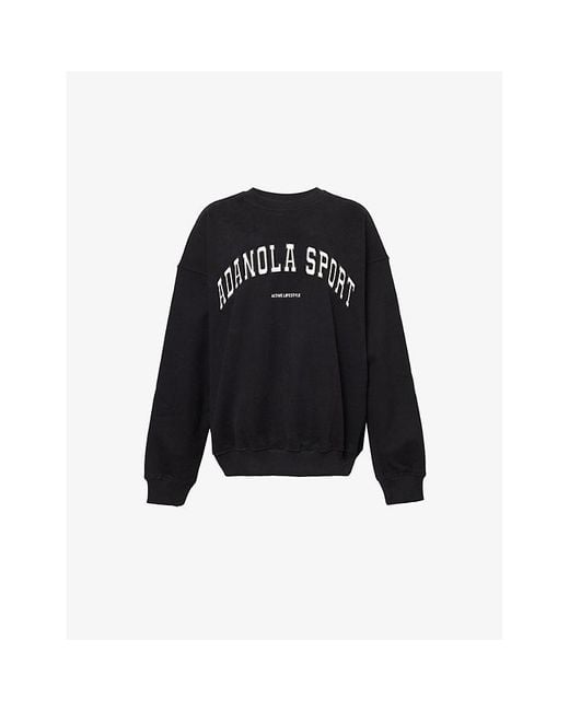ADANOLA Black Logo-Embroidered Relaxed-Fit Cotton Sweatshirt