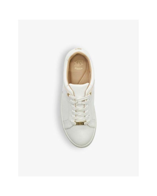 Dune White Elodic Faux-leather Low-top Trainers