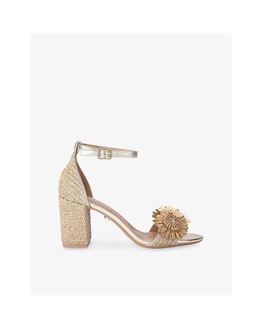 Carvela Kurt Geiger Metallic Sorrento Flower Raffia Heeled Sandals