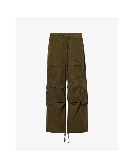 Entire studios Green Freight Cargo Multi-Pockets Wide-Leg Relaxed-Fit Cotton Trousers for men