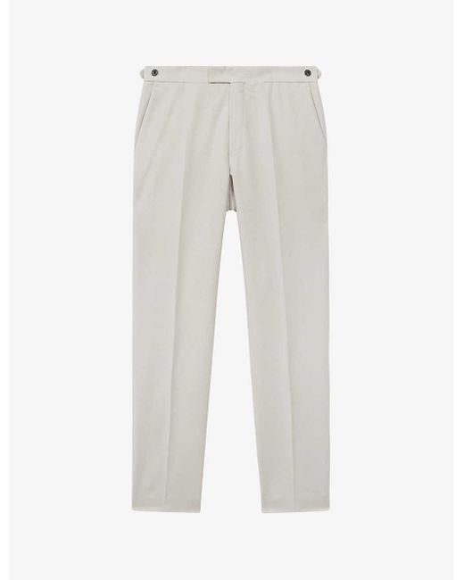 Reiss White Grove Pressed-crease Slim-leg Stretch-woven Trousers for men