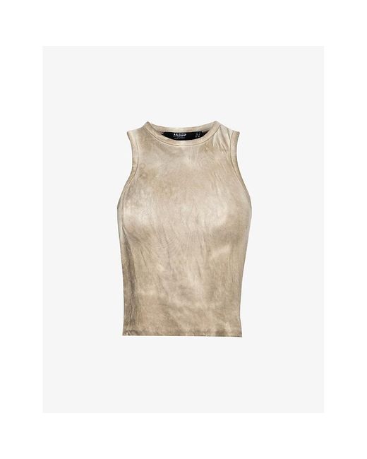 Jaded London Natural Faded-wash Cotton-jersey Top