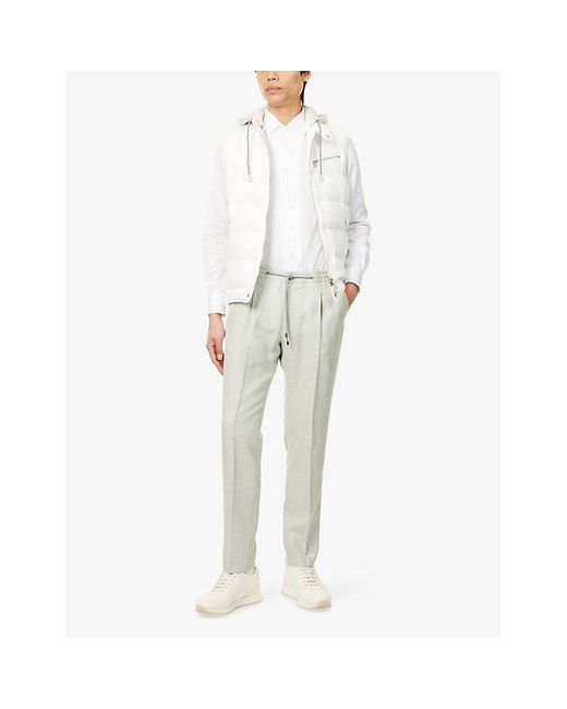 Eleventy White Hooded Padded Linen Gilet for men