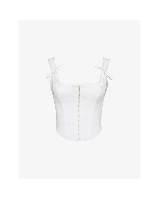House Of Cb Kikki Stretch-Cotton Corset Top in White | Lyst