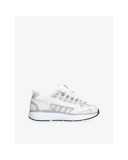 Cleens White Hyper Leather And Mesh Trainers for men