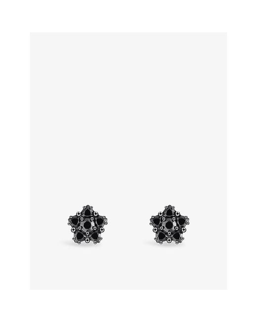 Thomas Sabo Black Flower-Shape 925 Sterling And Cubic Zirconia Stud Earrings