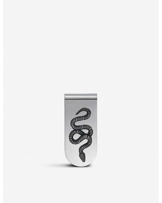 Gucci Metallic Snake-engraved Silver Money Clip for men
