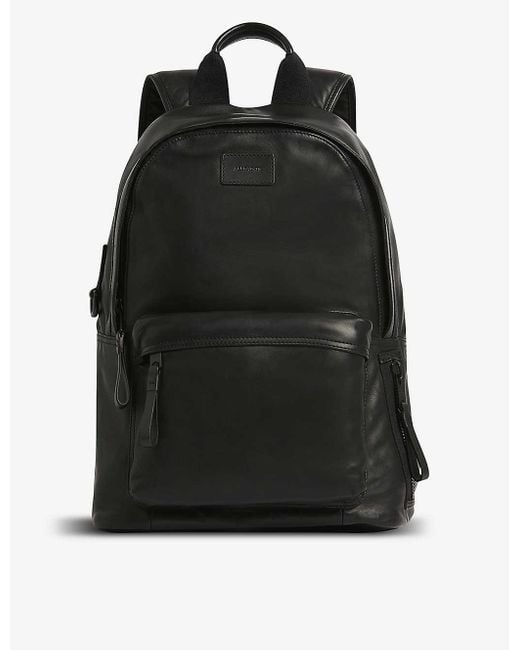 AllSaints Mens Black Arena Leather Backpack 1 Size