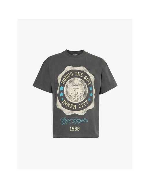 Honor The Gift Gray Seal Graphic-print Cotton-jersey T-shirt for men