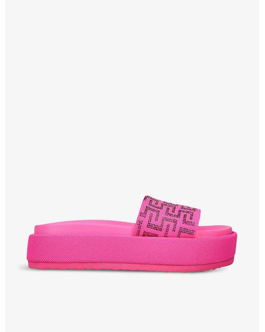 Steve Madden Pink Kora Embellished-strap Flat Fabric Sandals
