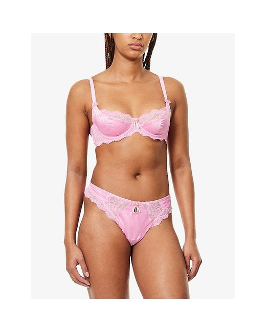 Lounge Underwear Pink Oriana Balcony Lace Satin Bra