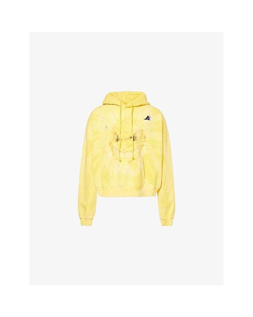 HELLSTAR Yellow Mad Sun Printed Cotton-Jersey Hoodie for men