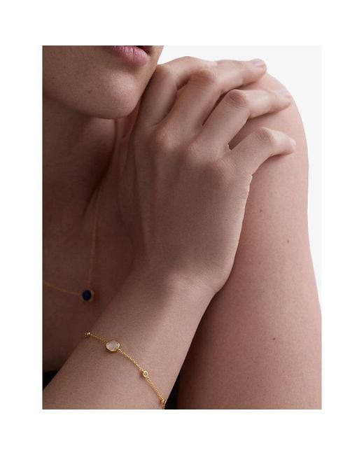 Astley Clarke White Luna Lapis Station 18Ct- Plated Sterling- Created Sapphire And Quartzite Bracelet