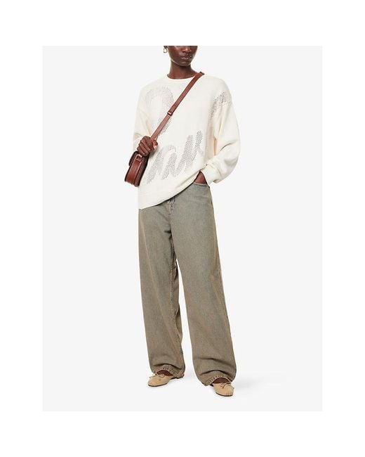 Carhartt White Perla Relaxed-Fit Cotton-Knit Jumper