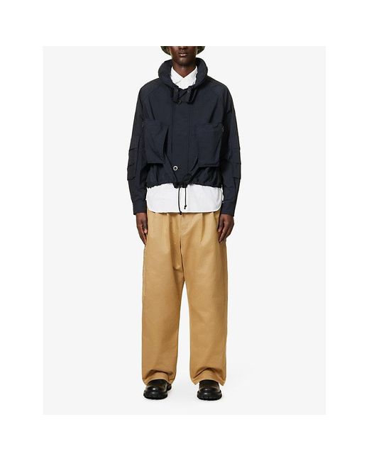 Junya Watanabe Natural Patch-pocket Wide-leg Cotton-twill Trousers for men