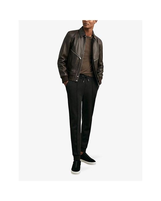 Reiss Black Slip-On Suede Low-Top Leather Trainers for men