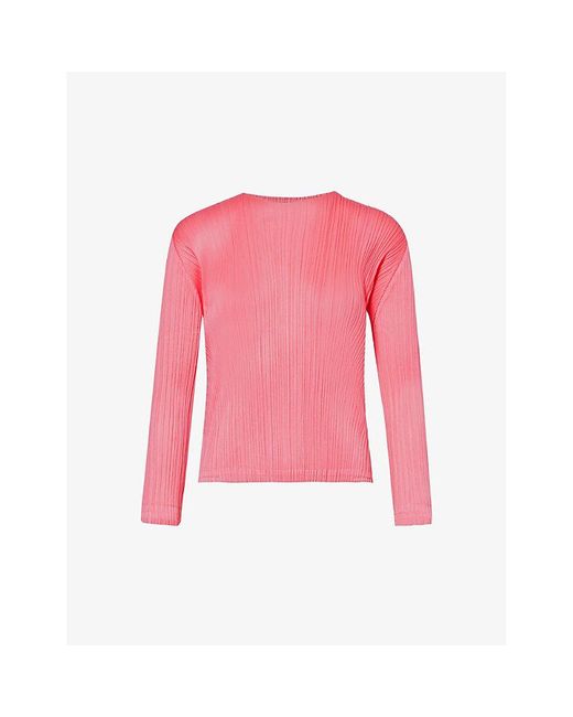Pleats Please Issey Miyake Pink February Pleated Knitted Top